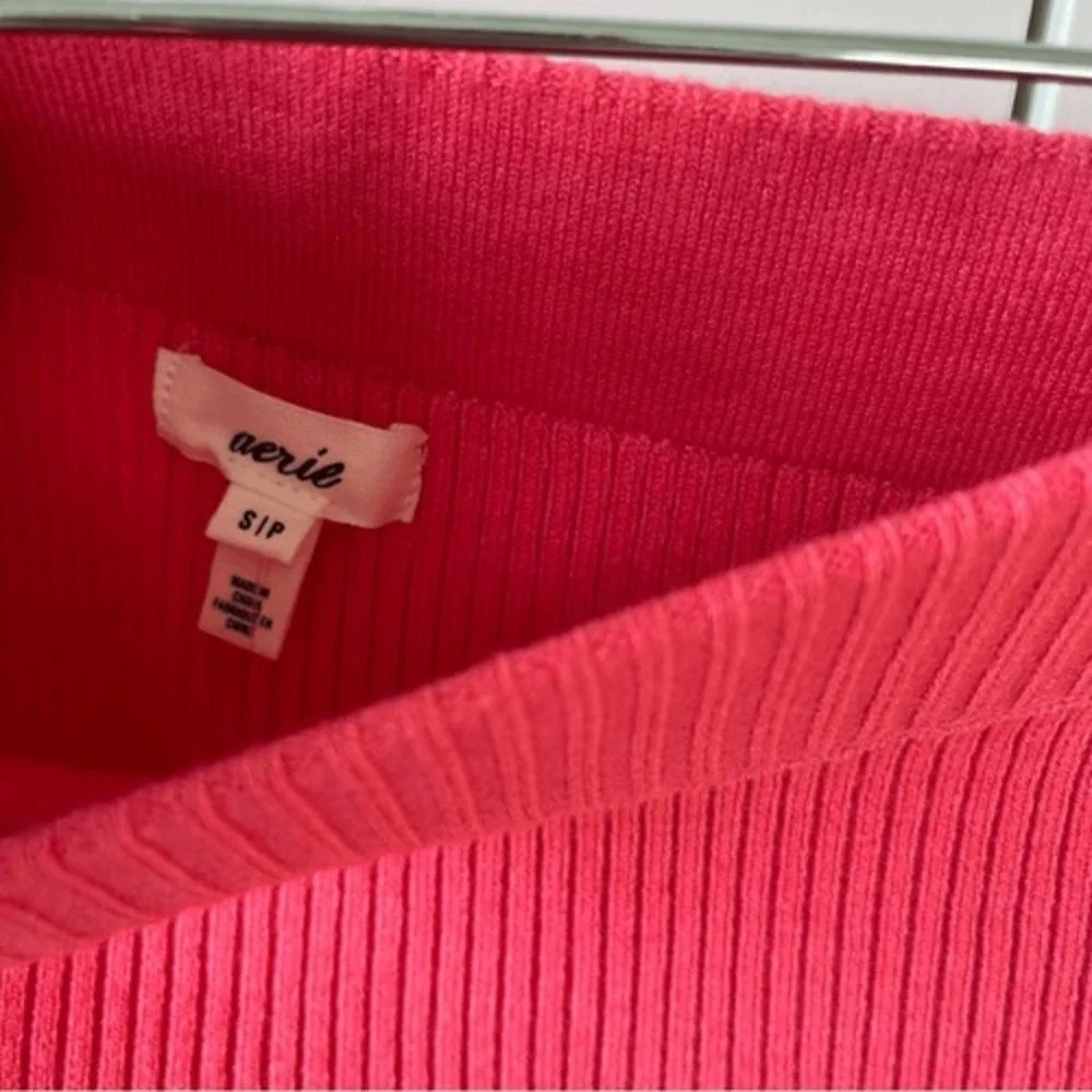 Aerie Pink Punch Take Charge Pull On Ribbed Unlined Wool Sweater Skirt Small NWT